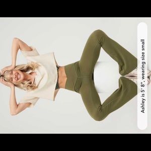 Aerie crossover high-waisted flare leggings in a green color